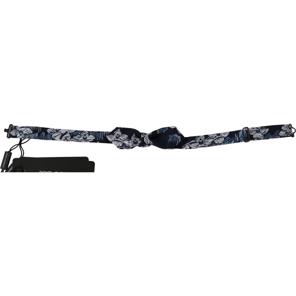 Dolce & Gabbana Elegant Navy Silk Bow Tie Bow Tie Dolce & Gabbana Light Gray