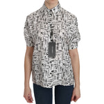 Dolce & Gabbana White Musical Instrument Collared Blouse Shirt TSH3114-36