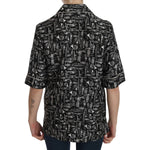 Dolce & Gabbana Black Musical Instrument Print Silk Top TSH3116-36