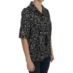 Dolce & Gabbana Black Musical Instrument Print Silk Top TSH3116-36