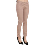 CRISTINAEFFE Brown Low Waist Slim Fit Skinny Cotton Pants PAN70184-42