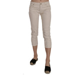 Dondup Beige Cotton Stretch Low Waist Skinny Cropped Capri Jeans PAN70211-29