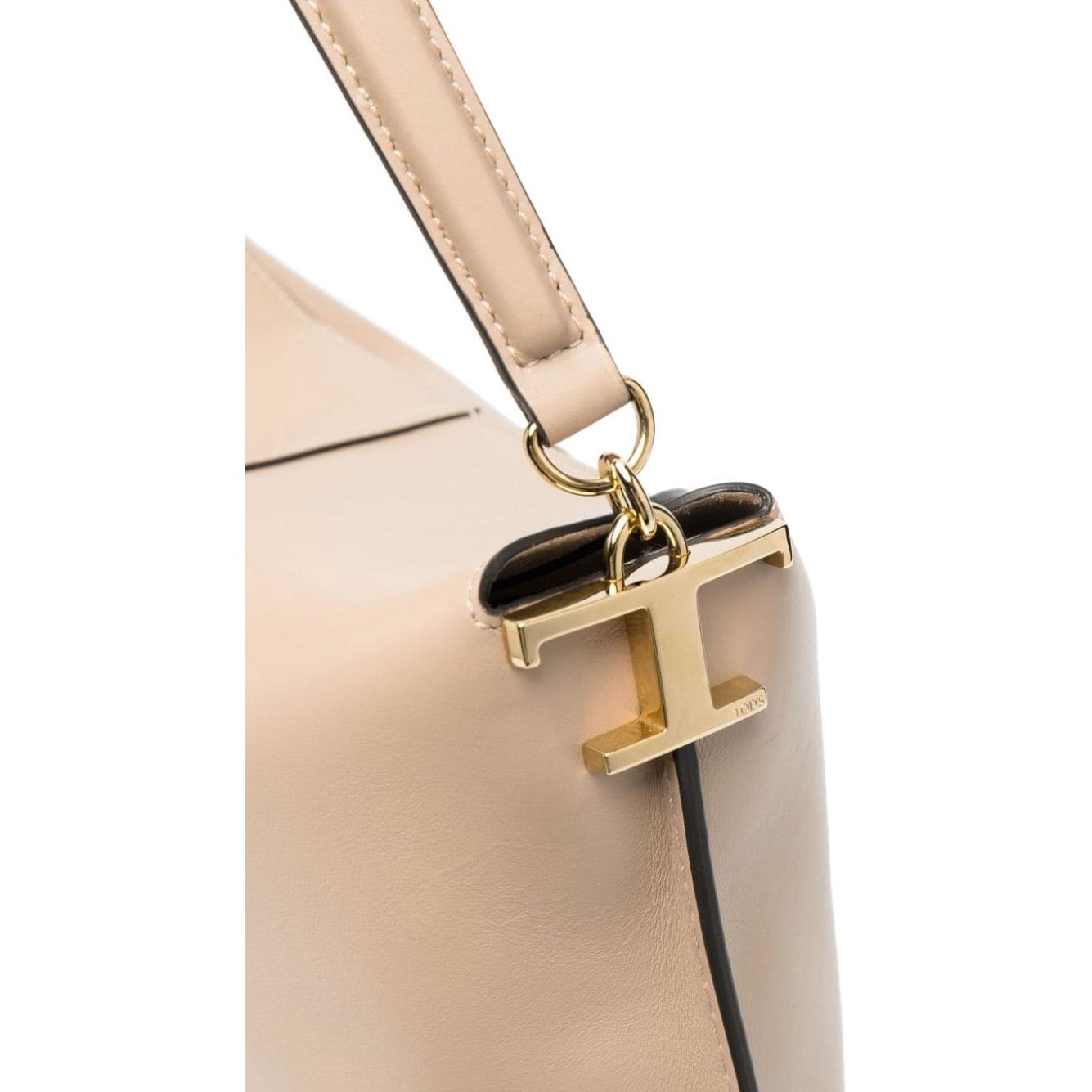 Tod's Leather Tote Bag Dove Grey Shoulder Tod'S Tan