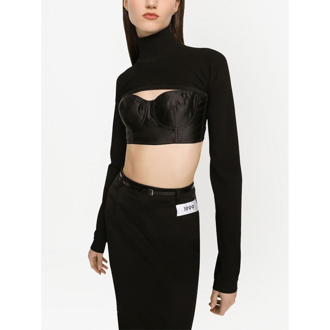 Dolce & Gabbana Sweaters Black Topwear Dolce & Gabbana White Smoke