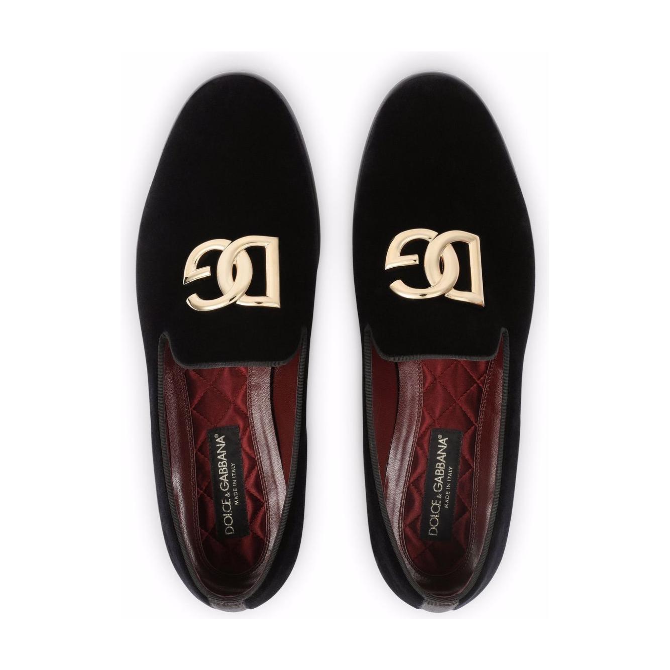 Dolce & Gabbana DG logo velvet slippers Moccasins Dolce & Gabbana Black