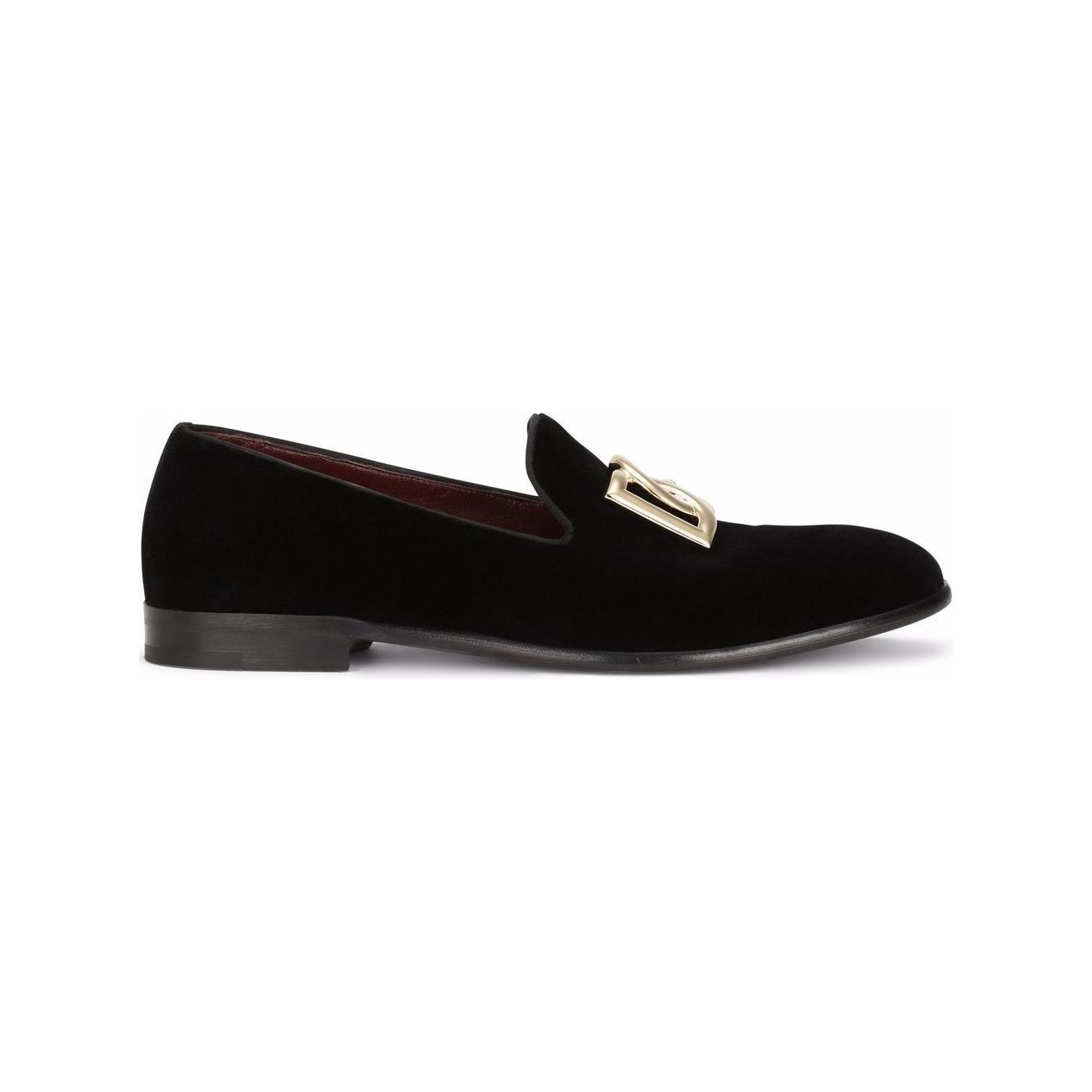 Dolce & Gabbana DG logo velvet slippers Moccasins Dolce & Gabbana Black