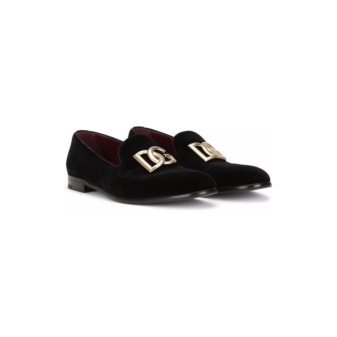 Dolce & Gabbana DG logo velvet slippers Moccasins Dolce & Gabbana Light Gray