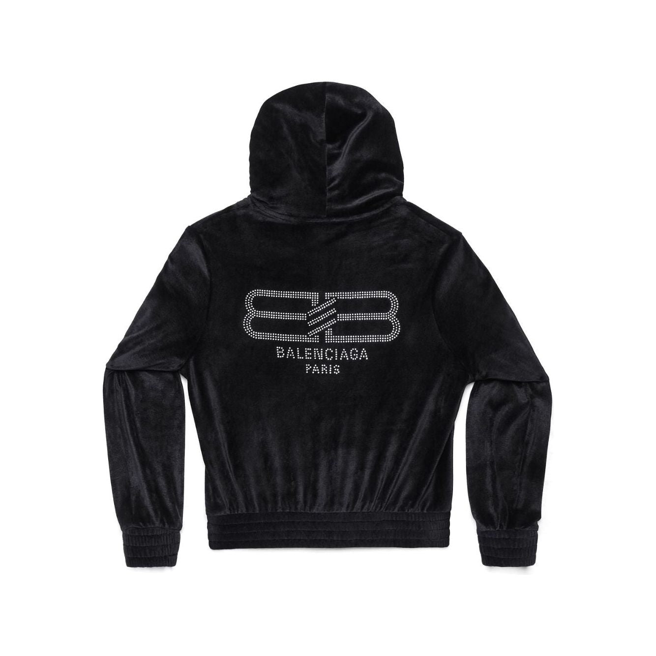 Balenciaga Crystal embellished velvet zip-up hoodie Topwear Balenciaga Black