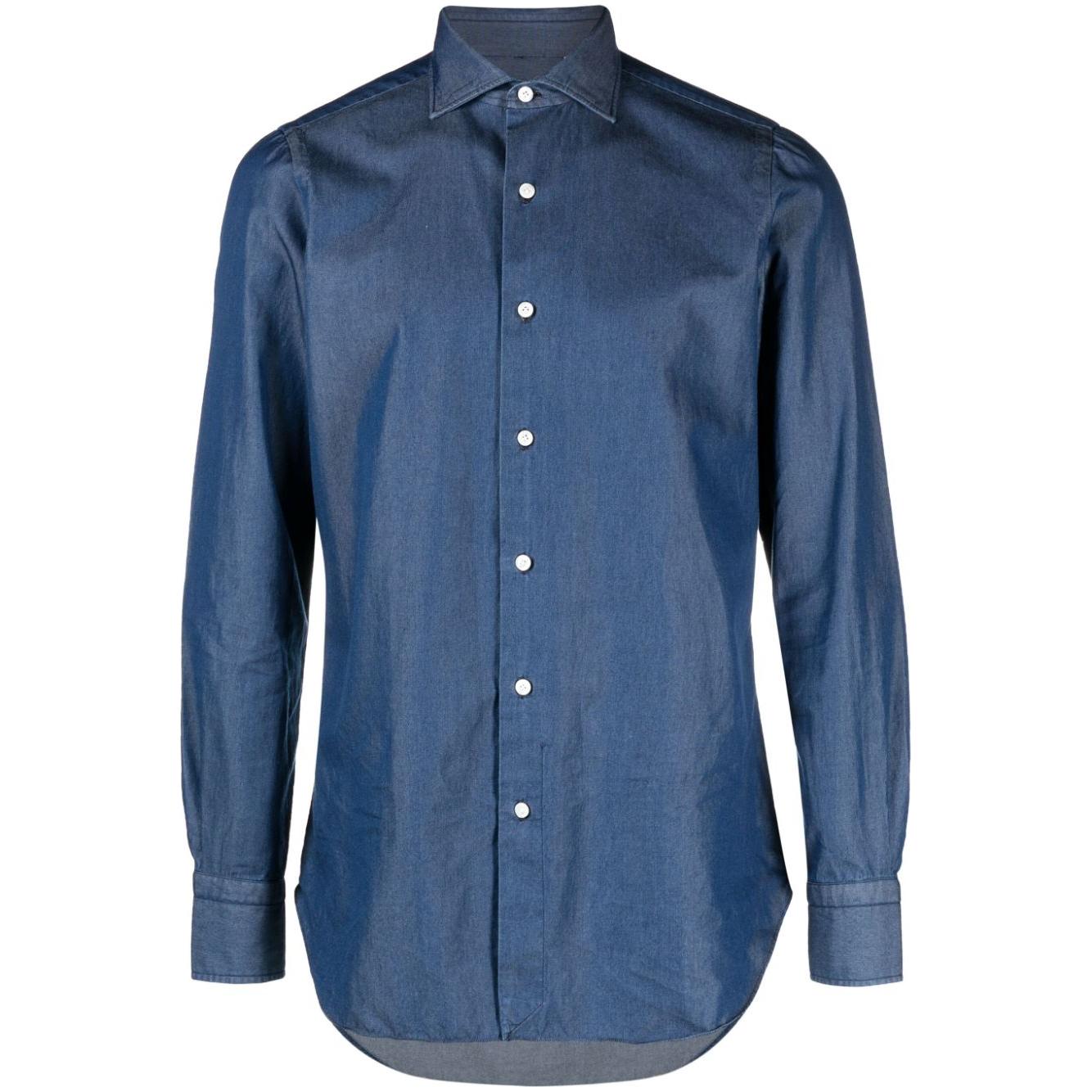 FINAMORE 1925 NAPOLI Shirts Blue Shirts Finamore 1925 Napoli Dark Slate Blue
