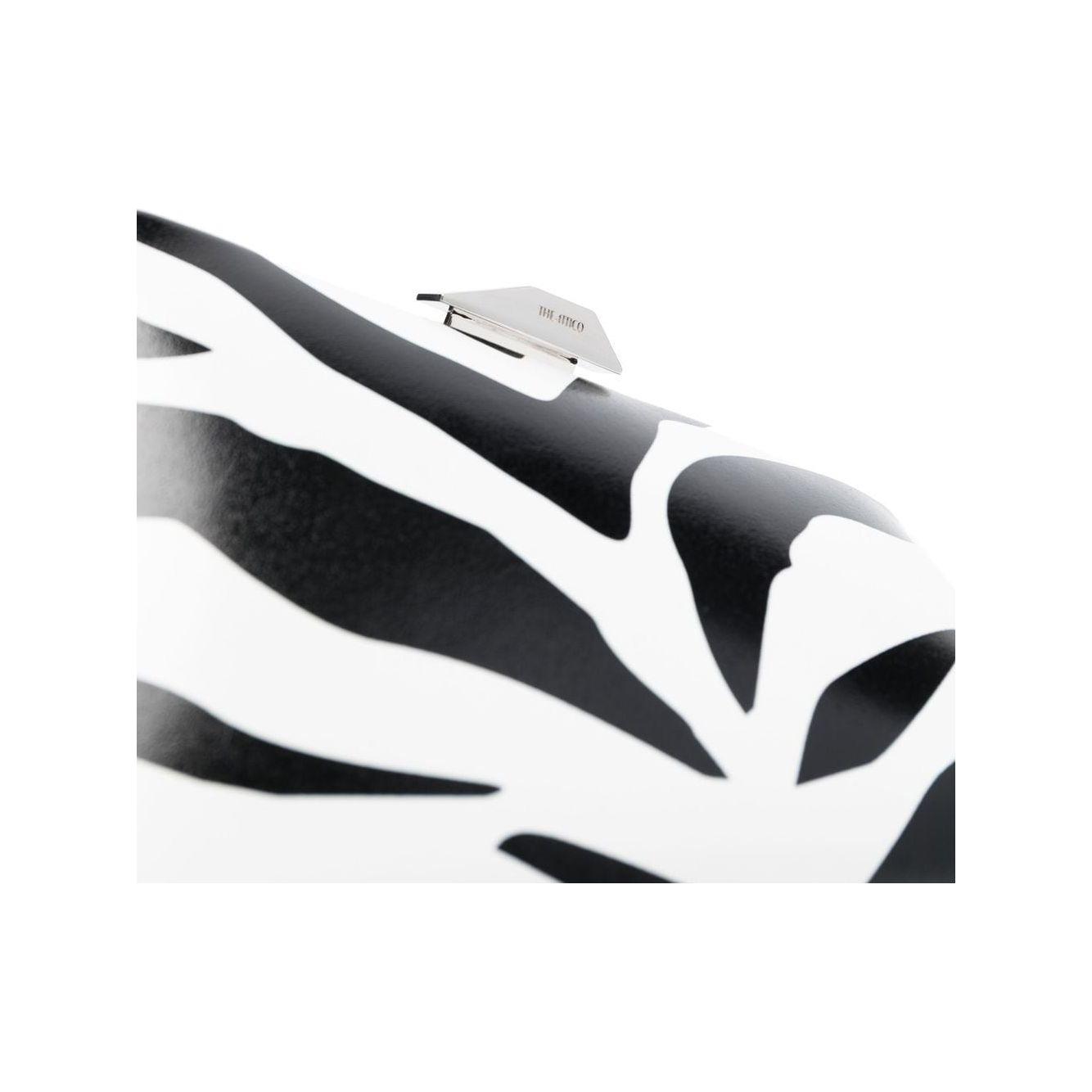 The Attico 8.30pm Logo-Print Clutch Bag in Zebra Print Clutches The Attico White Smoke