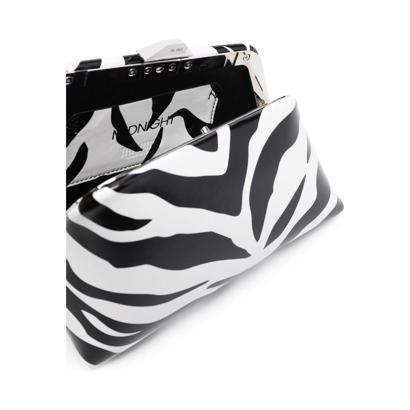 The Attico 8.30pm Logo-Print Clutch Bag in Zebra Print Clutches The Attico Dark Slate Gray