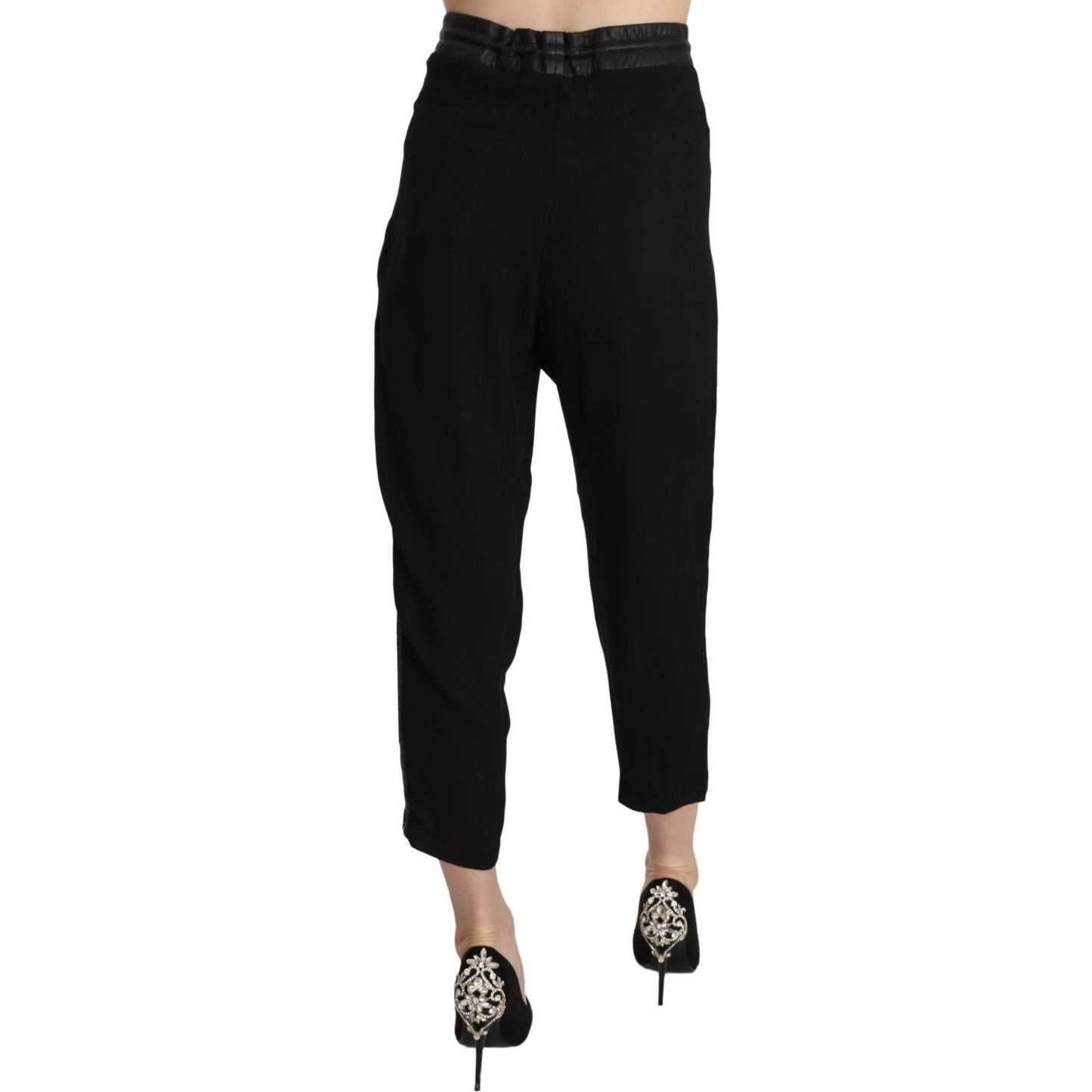 Guess Black Polyester High Waist Cropped Trousers Pants PAN70295-44