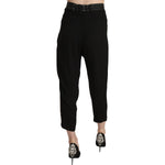 Guess Black Polyester High Waist Cropped Trousers Pants PAN70295-44