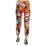 LANACAPRINA Blue Floral Print Skinny Slim Fit Trousers Pants PAN70299-42