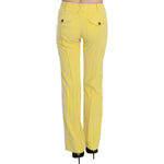 Just Cavalli Yellow Corduroy Mid Waist Straight Trousers Pants PAN70338-46