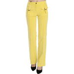 Just Cavalli Yellow Corduroy Mid Waist Straight Trousers Pants PAN70338-46