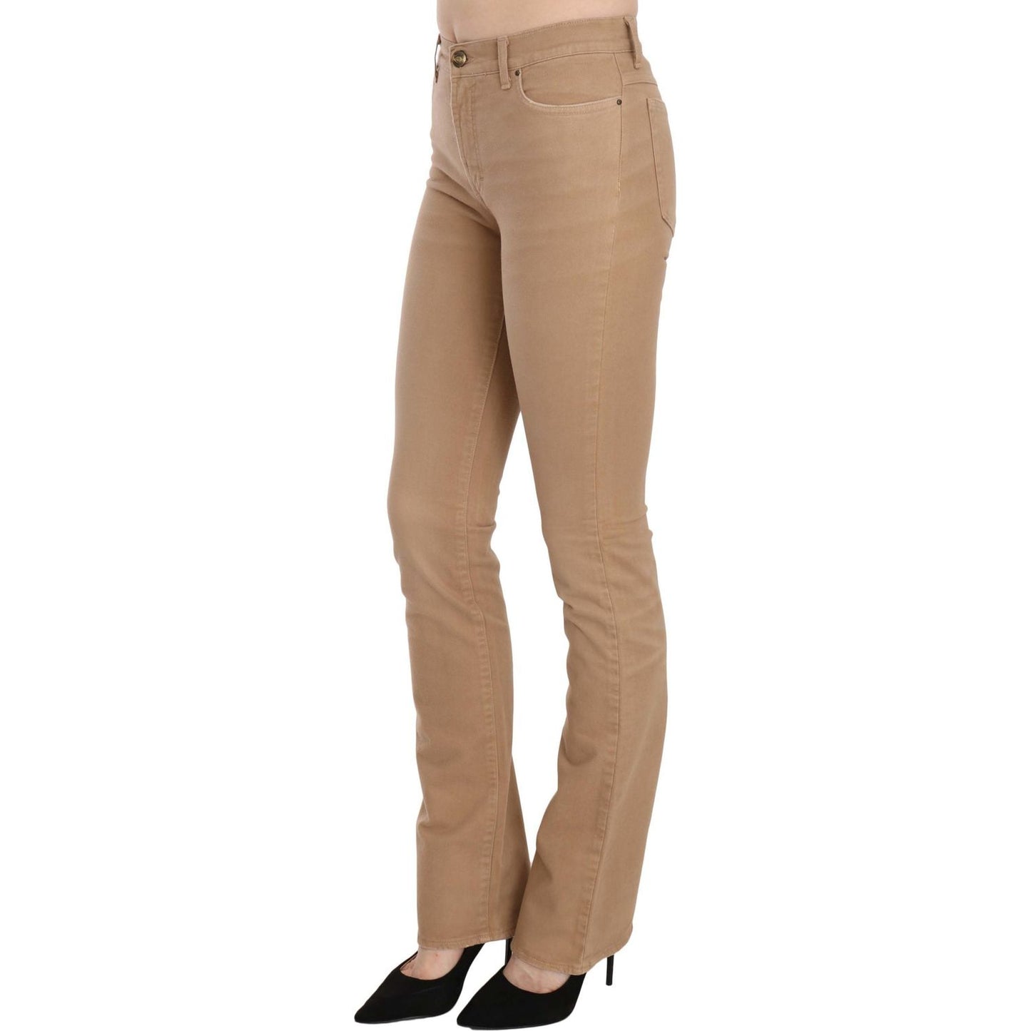 Just Cavalli Brown Cotton Stretch Mid Waist Skinny Trousers Pants PAN70340-24