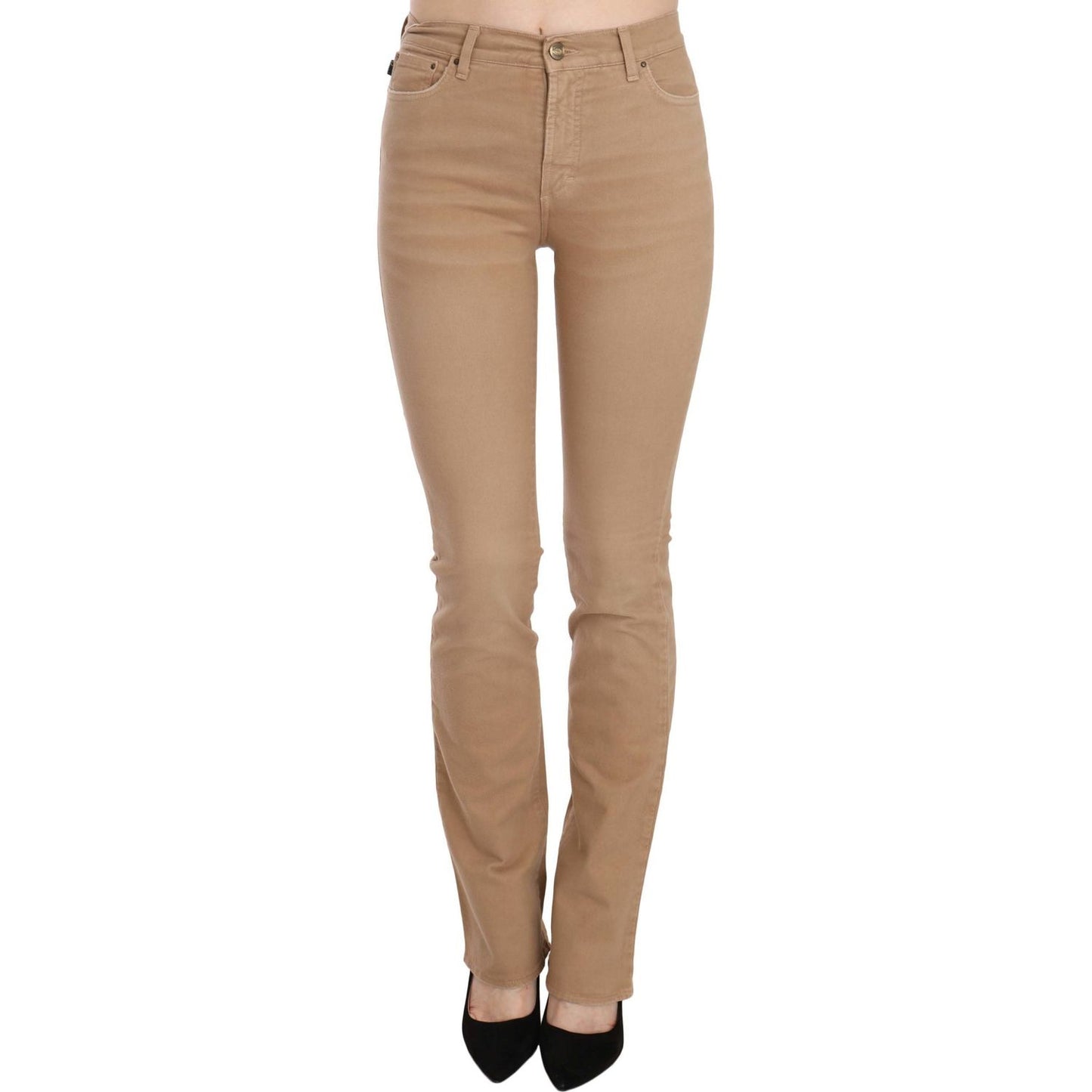 Just Cavalli Brown Cotton Stretch Mid Waist Skinny Trousers Pants PAN70340-24