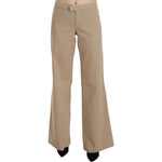 Just Cavalli Beige Cotton Mid Waist Flared Trousers Pants PAN70364-44
