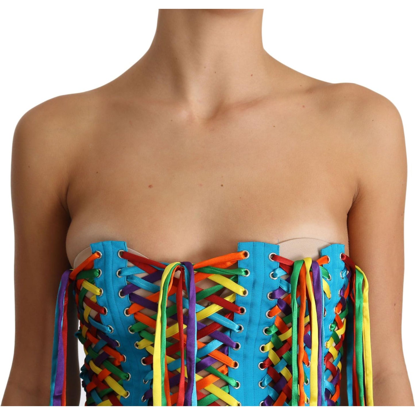 Dolce & Gabbana Multicolor Strapless Bustier Corset Top Dolce & Gabbana Rosy Brown
