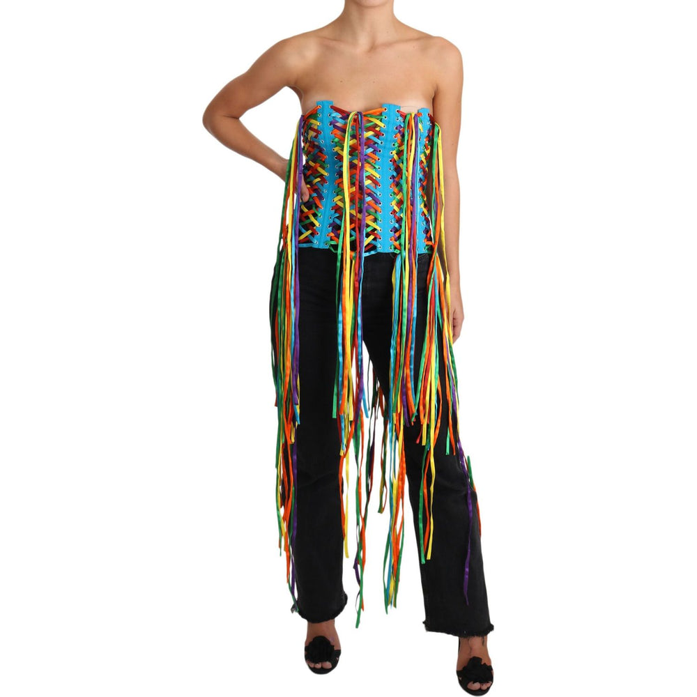 Dolce & Gabbana Multicolor Strings Bustier Polyester Corset Top TSH3405-36