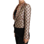 Dolce & Gabbana Gold Floral Sequined Blazer Coat Jacket JKT2420-38