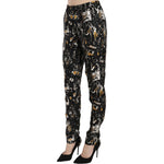 Dolce & Gabbana Black Jazz Club Print High Waist Tapered Pants Pan70078-36