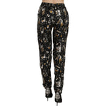Dolce & Gabbana Black Jazz Club Print High Waist Tapered Pants Pan70078-36