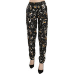 Dolce & Gabbana Black Jazz Club Print High Waist Tapered Pants Pan70078-36