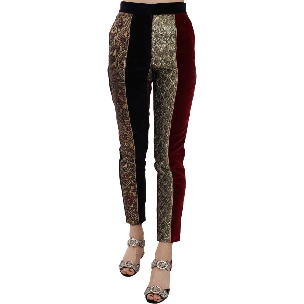 Dolce & Gabbana Multicolor Jacquard Cropped Tapered Pants PAN70040-38