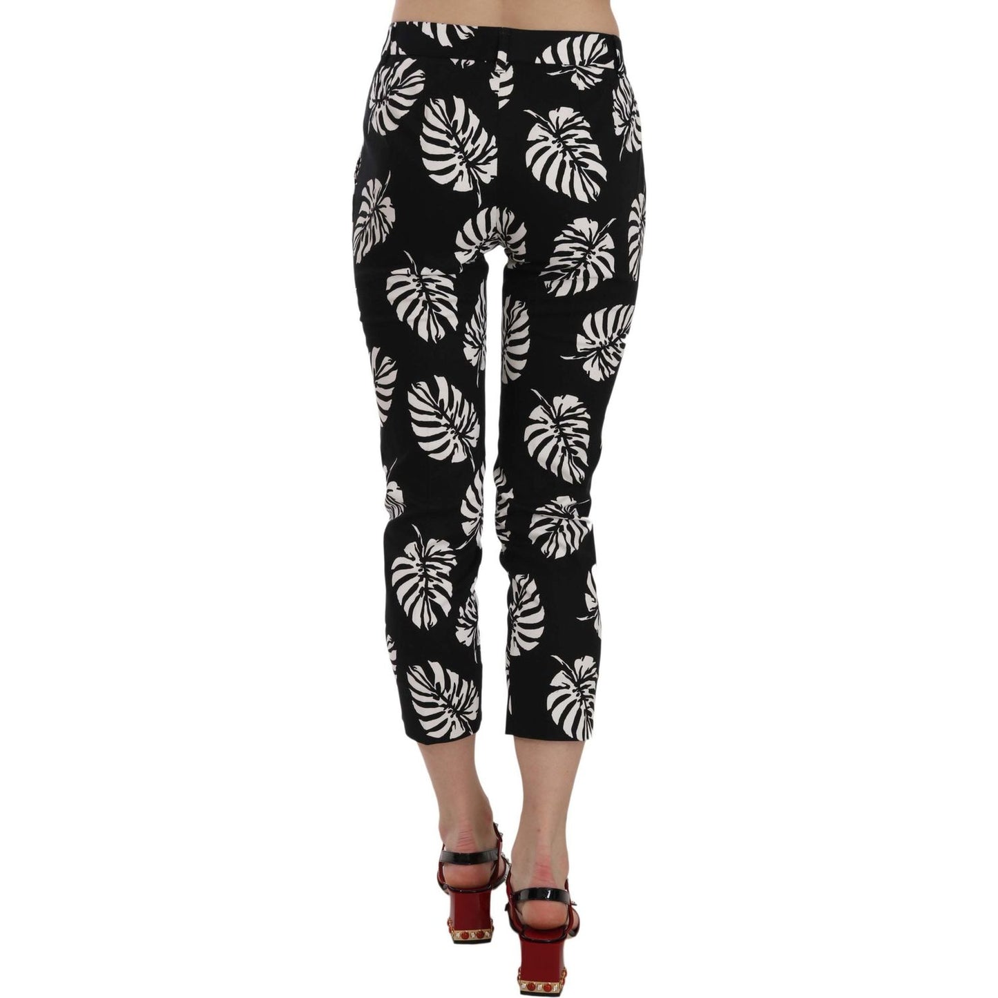Dolce & Gabbana Black Palm Leaf Print Skinny Pants PAN70046-38