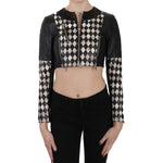 John Richmond Black White Leather Short Cropped Biker Jacket Coat TSH3270-38