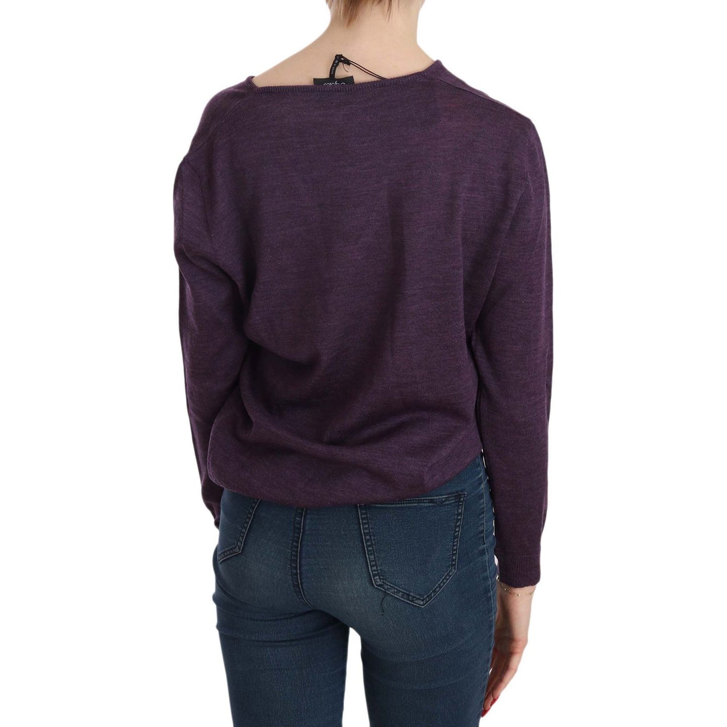 BYBLOS Purple V-neck Long Sleeve Pullover Top TSH3898-XXL