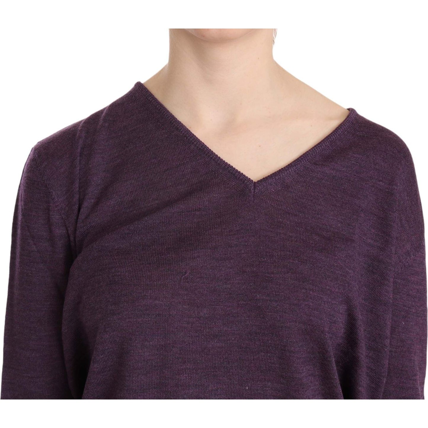 BYBLOS Purple V-neck Long Sleeve Pullover Top TSH3898-XXL
