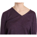 BYBLOS Purple V-neck Long Sleeve Pullover Top TSH3898-XXL