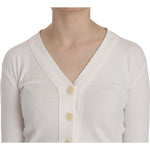 BYBLOS White V-neck Long Sleeve Cropped Cardigan Tops Sweater TSH3905-L