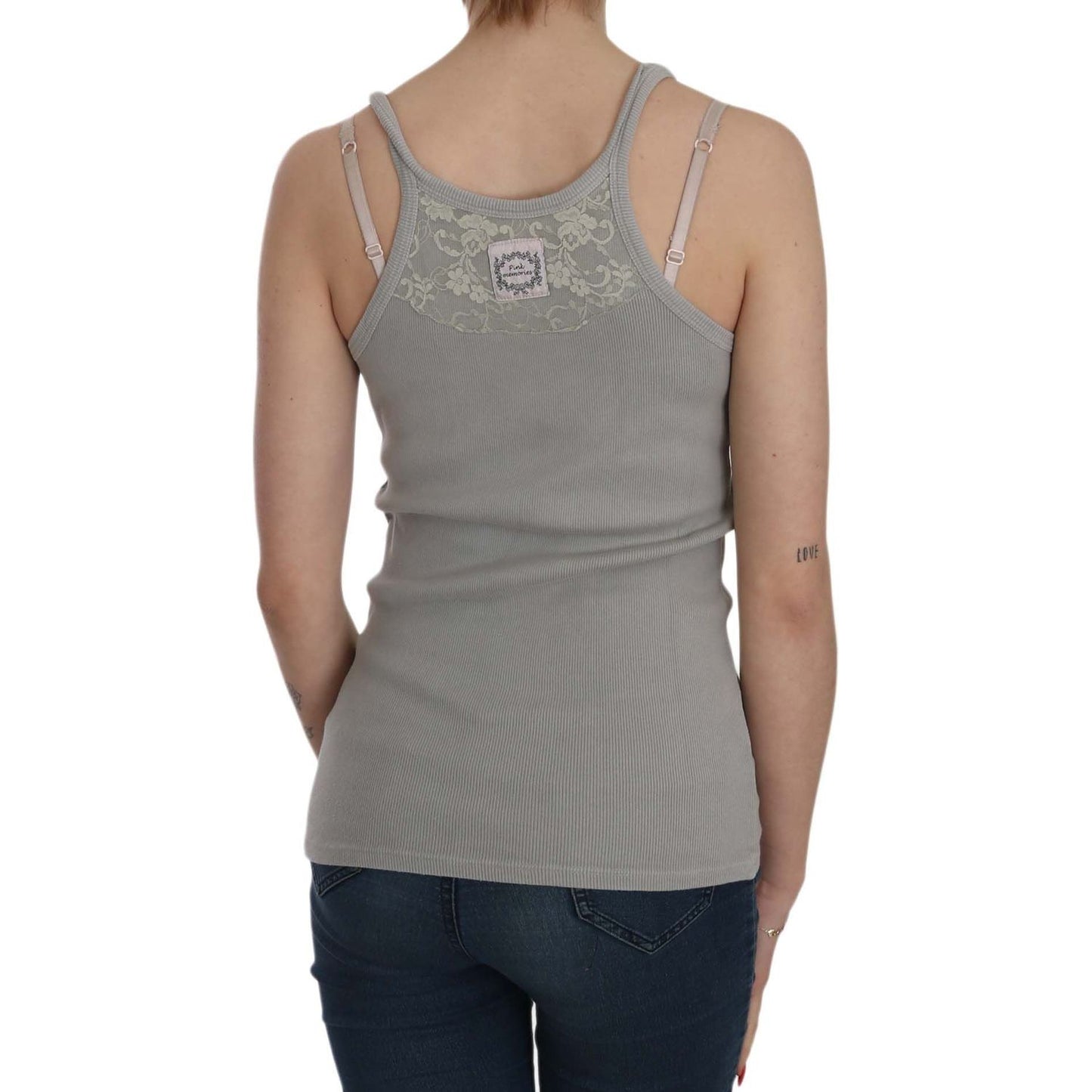 PINK MEMORIES Grey Sleeveless Spaghetti Strap Shirt TSH3918-46