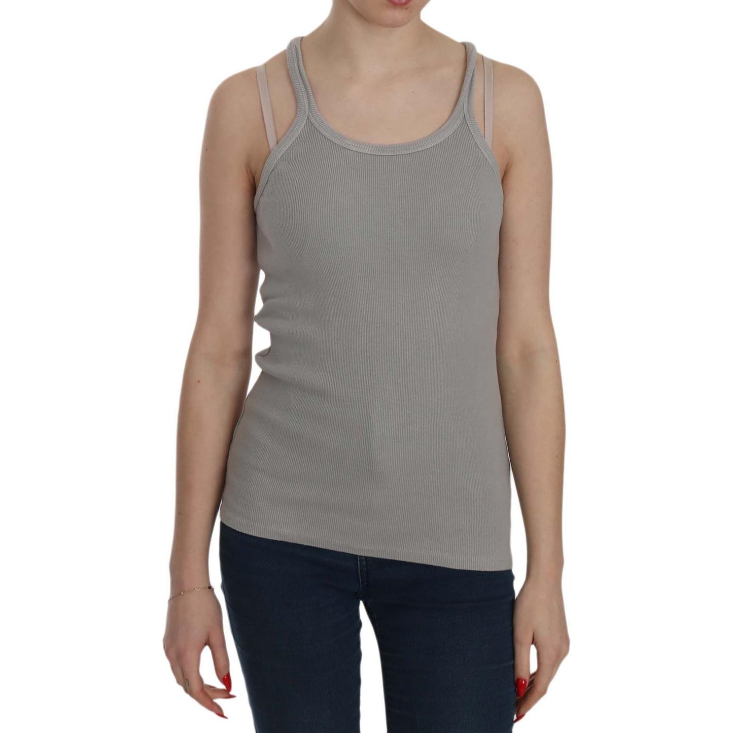 PINK MEMORIES Grey Sleeveless Spaghetti Strap Shirt TSH3918-46