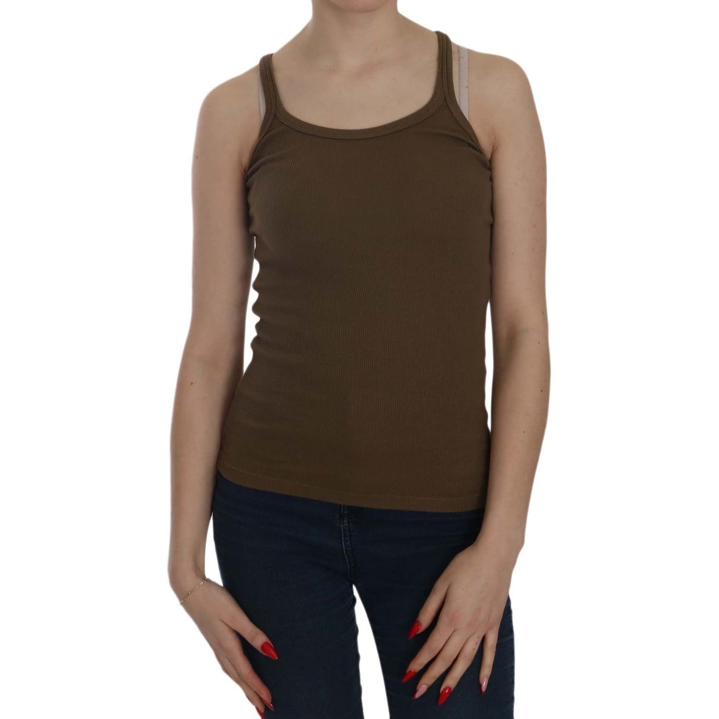 PINK MEMORIES Brown Sleeveless Spaghetti Strap Blouse Top TSH3919-42