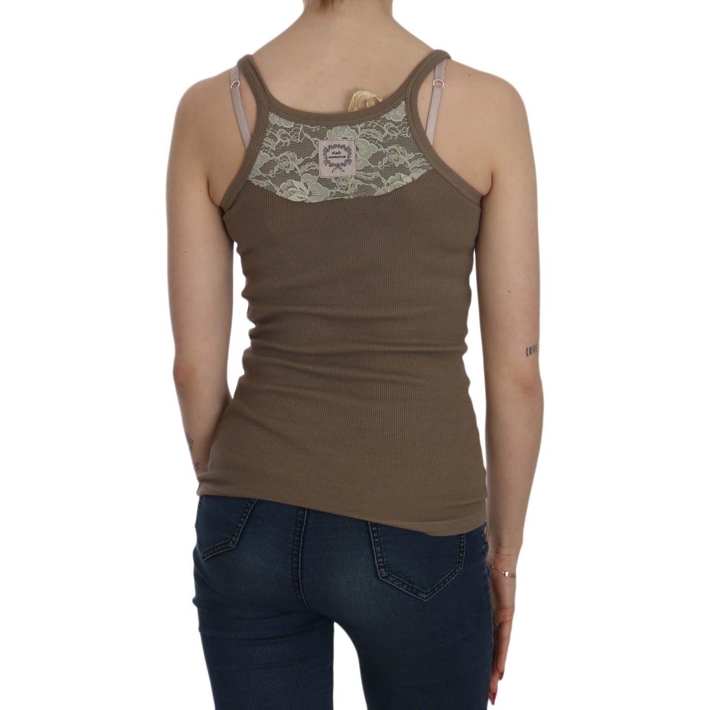 PINK MEMORIES Brown Sleeveless Spaghetti Strap Top TSH3920-40