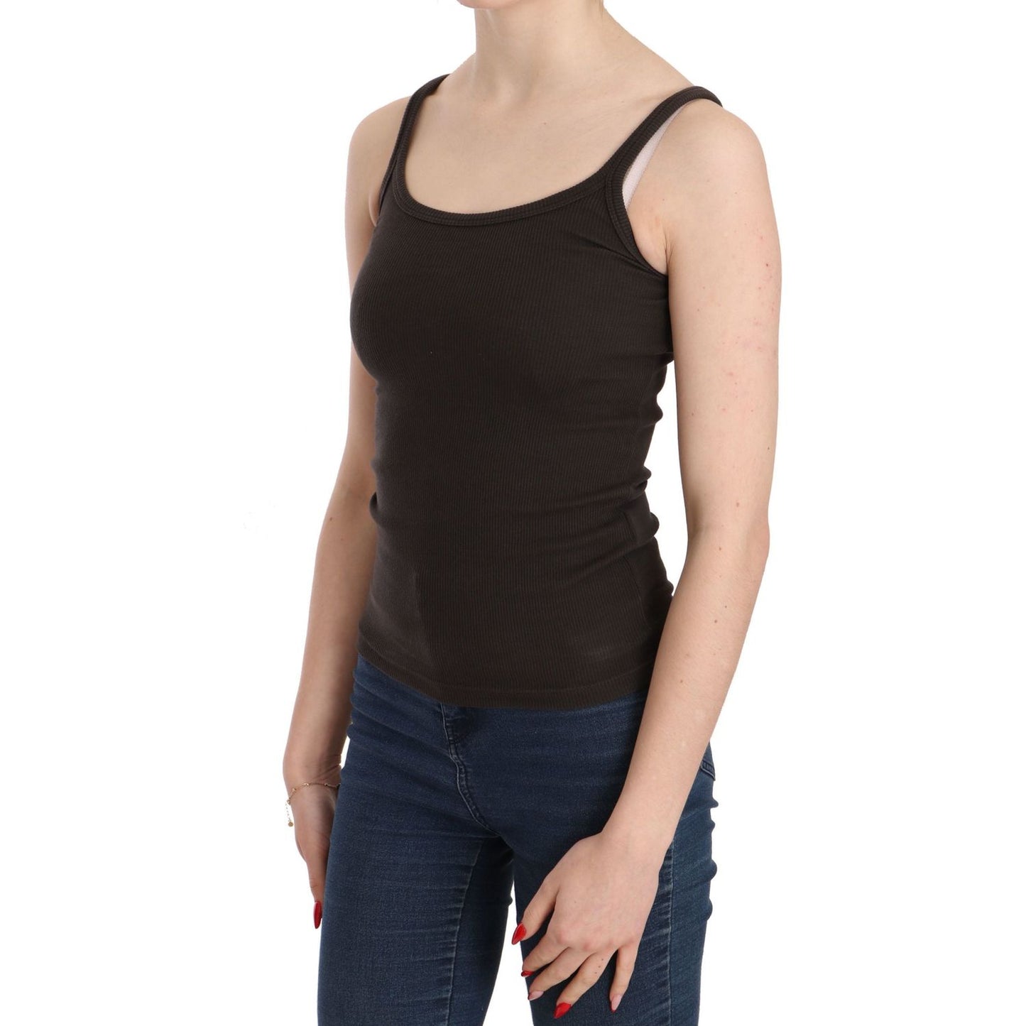 PINK MEMORIES Dark Brown Sleeveless Spaghetti Strap Blouse TSH3926-40