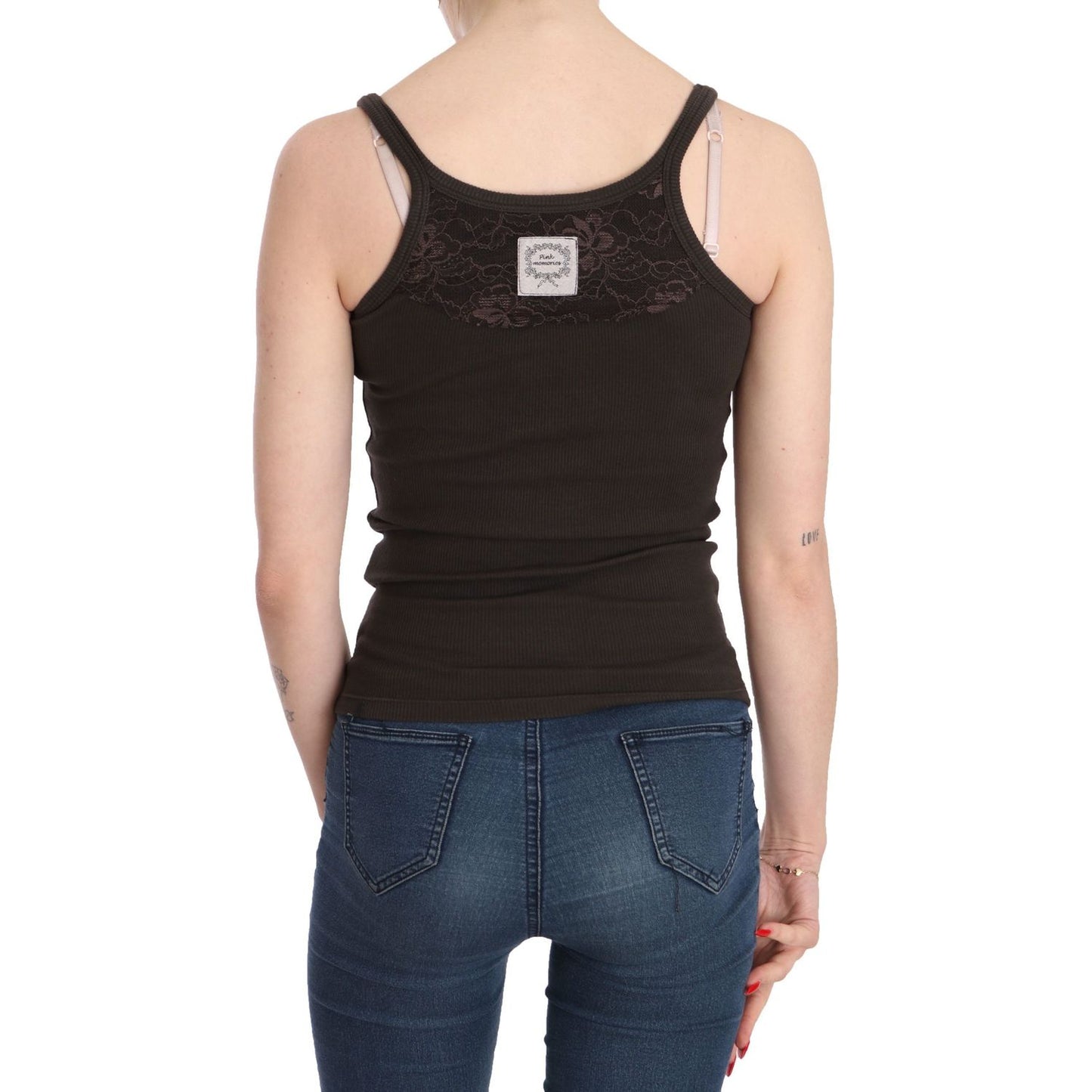 PINK MEMORIES Dark Brown Sleeveless Spaghetti Strap Blouse TSH3926-40