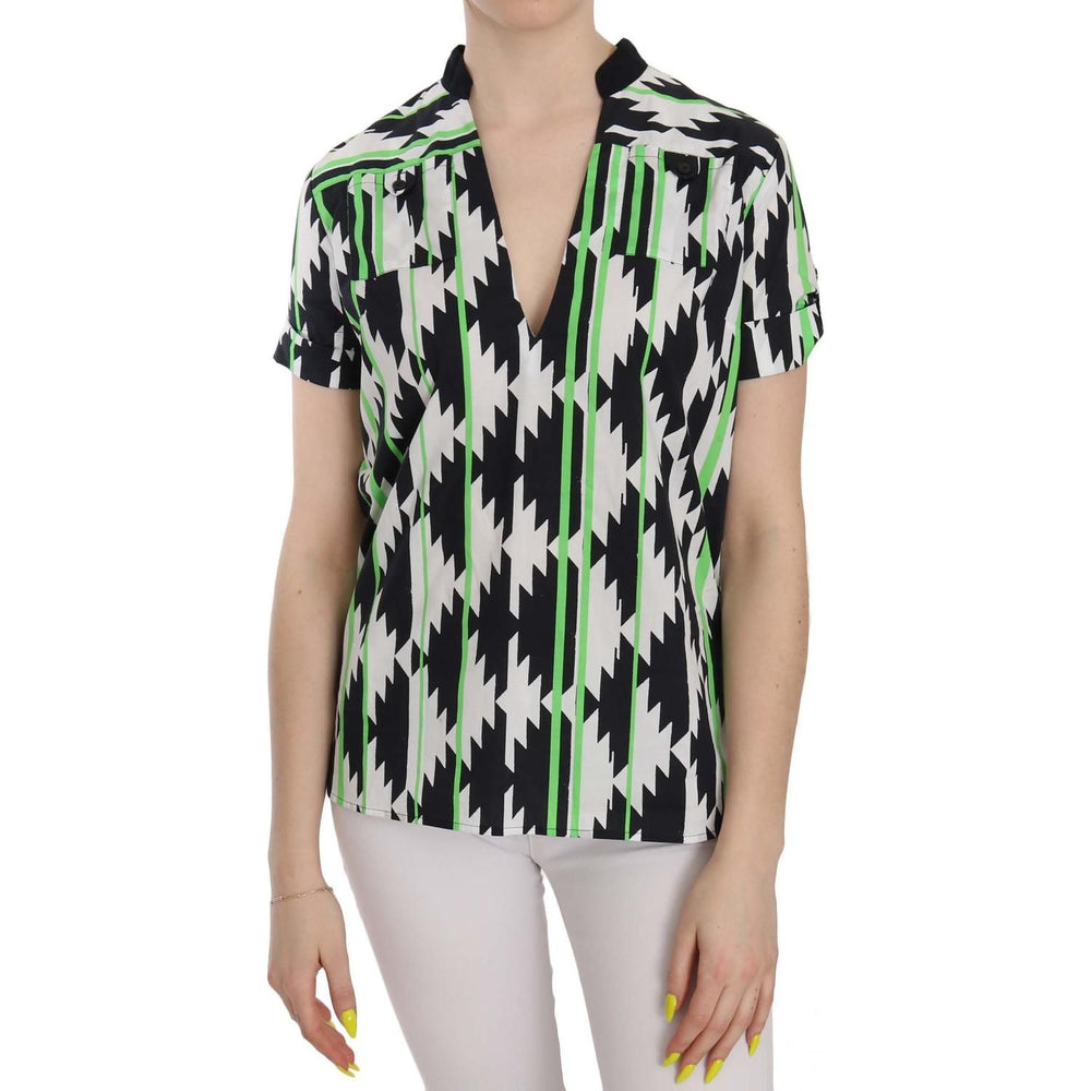 Costume National Multi Color Plunging Top Blouse TSH3668-40