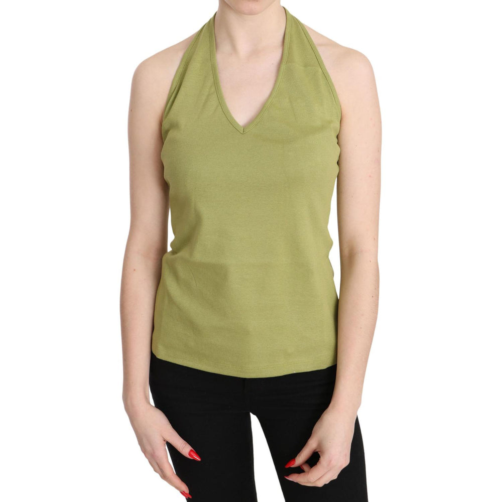 GF Ferre Green Halter Cotton Sleeveless Casual Tank Top Blouse TSH3415-40