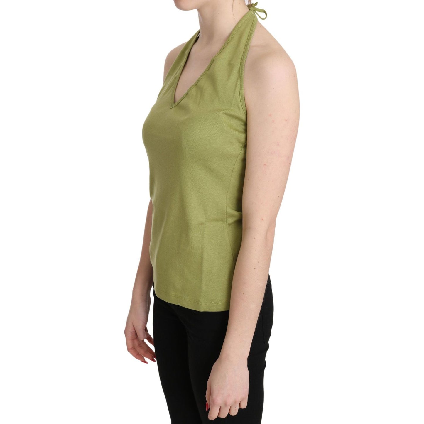 GF Ferre Green Halter Cotton Sleeveless Casual Tank Top Blouse TSH3415-40