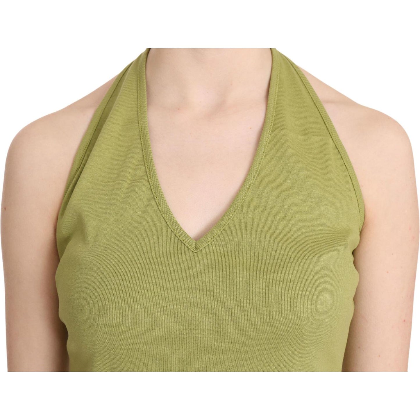 GF Ferre Green Halter Cotton Sleeveless Casual Tank Top Blouse TSH3415-40