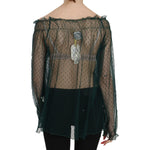 PINK MEMORIES Green Mesh See Through Long Sleeve Top Blouse TSH3464-40