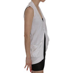 PINK MEMORIES White 100% Cotton Sleeveless Cardigan Top Vest TSH3470-40