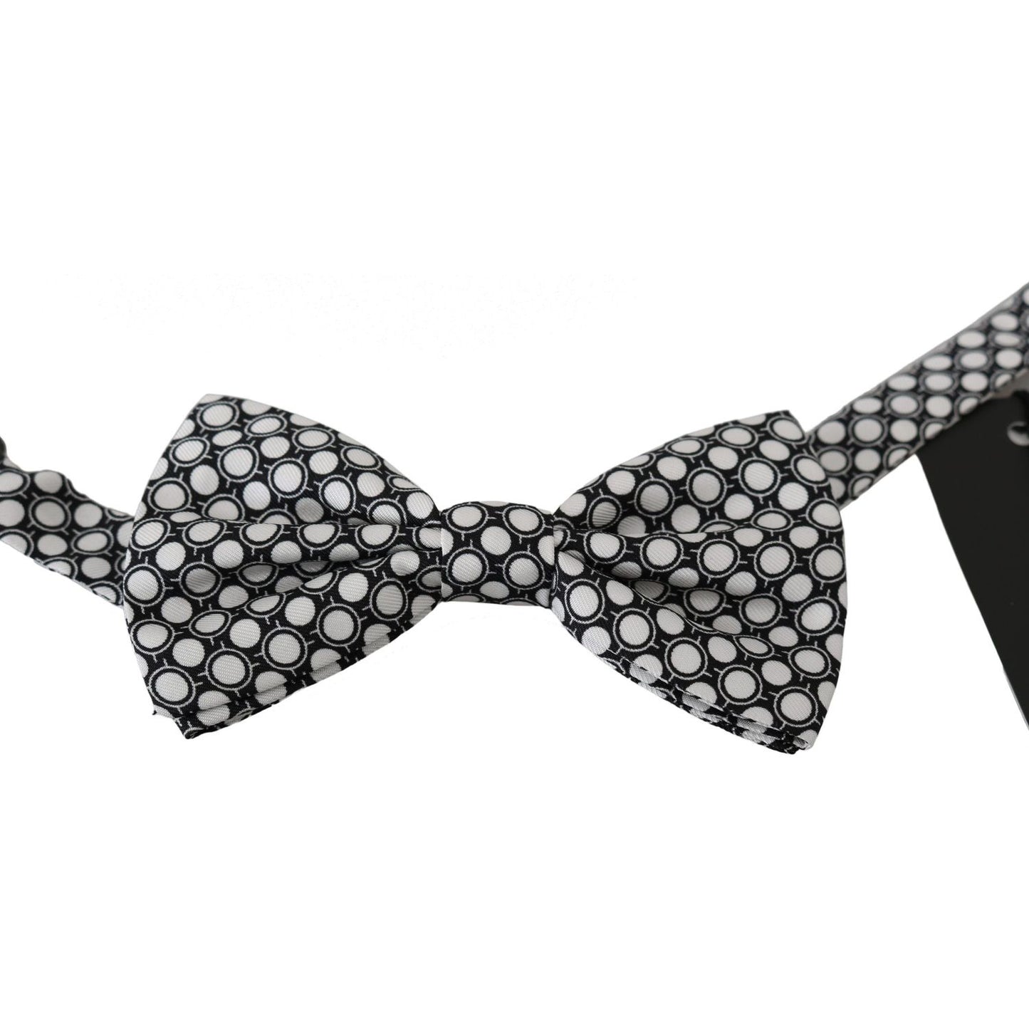 Dolce & Gabbana Elegant Black White Circle Silk Bow Tie Bow Tie Dolce & Gabbana Gray