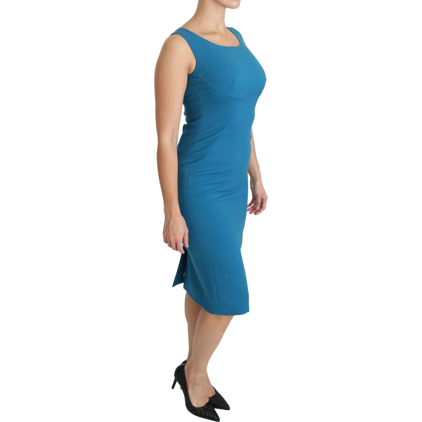 Dolce & Gabbana Elegant Sheath Knee-Length Wool Dress Dolce & Gabbana Tan